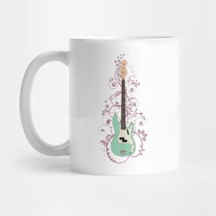 Surf Green P-Style Bass Guitar Flowering Vines Mug